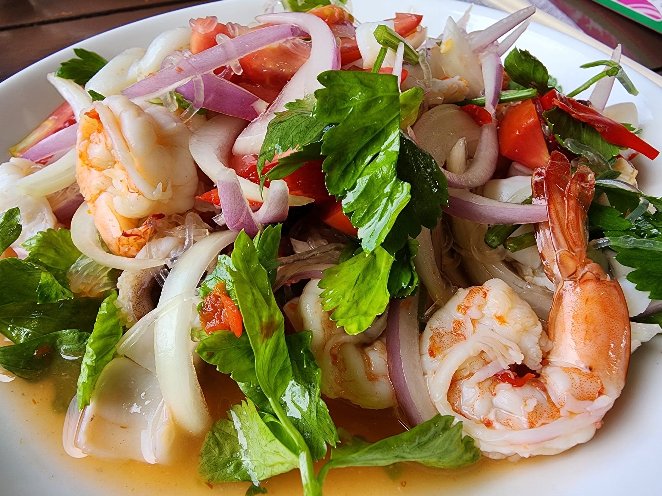 Fresh seafood salad from a Lonely Beach restaurant on Koh Chang